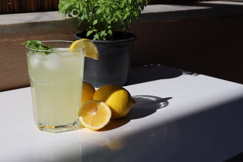 Freshly squeezed lemonade with mint and ice